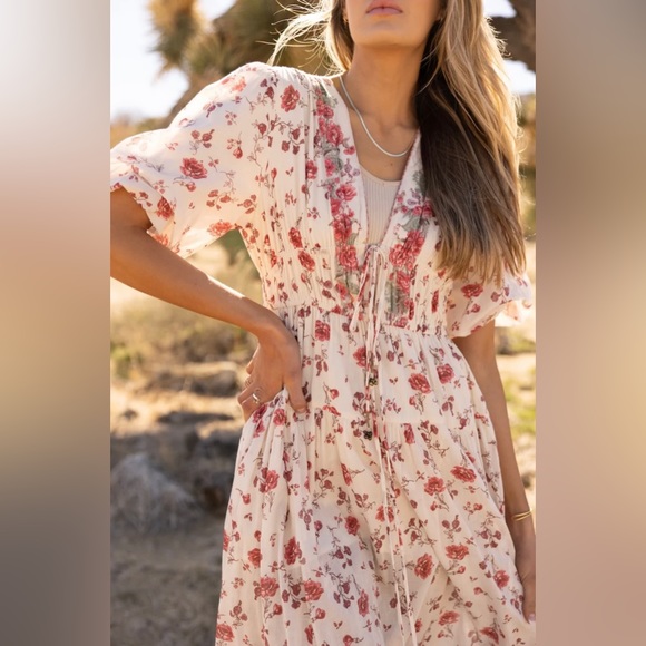 FREE PEOPLE Print LYSETTE Peasant Maxi Dress NWT S - Picture 3 of 9